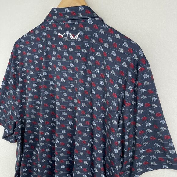 PUMA Shirt Mens XL VOLITION AMERICA 4x4 Drive Golf Polo Stretch Black Navy Blue - Picture 7 of 14